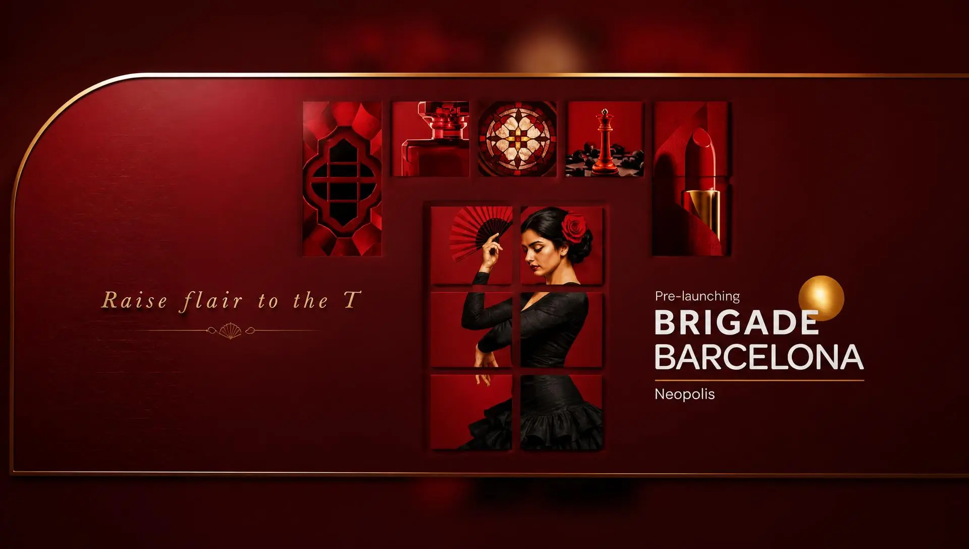 Brigade Barcelona facade detail, illuminated against the Hyderabad night skyline